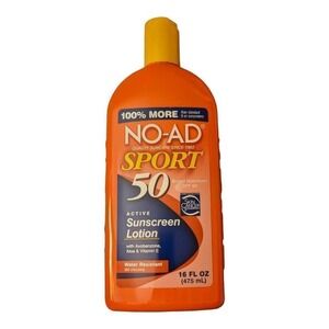 NO-AD Sport SPF 50 Sunscreen‎ Lotion 16 fl oz Water Resistant Sun Care